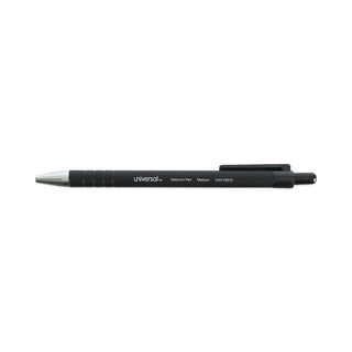 Universal® Ballpoint Pen, Retractable, Medium 1 mm, Black Ink, Black Barrel, Dozen (UNV15510)