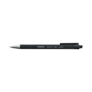 Universal® Ballpoint Pen, Retractable, Medium 1 mm, Black Ink, Black Barrel, Dozen (UNV15510)