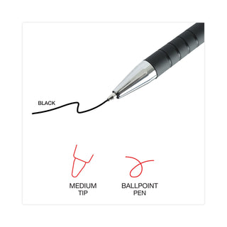 Universal® Ballpoint Pen, Retractable, Medium 1 mm, Black Ink, Black Barrel, Dozen (UNV15510)