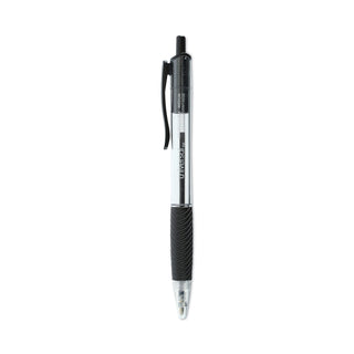 Universal® Comfort Grip Ballpoint Pen, Retractable, Medium 1 mm, Black Ink, Clear Barrel, Dozen (UNV15530)