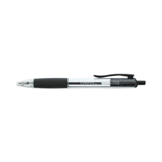 Universal® Comfort Grip Ballpoint Pen, Retractable, Medium 1 mm, Black Ink, Clear Barrel, Dozen (UNV15530)