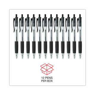Universal® Comfort Grip Ballpoint Pen, Retractable, Medium 1 mm, Black Ink, Clear Barrel, Dozen (UNV15530)