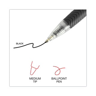 Universal® Comfort Grip Ballpoint Pen, Retractable, Medium 1 mm, Black Ink, Clear Barrel, Dozen (UNV15530)