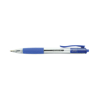 Universal® Comfort Grip Ballpoint Pen, Retractable, Medium 1 mm, Blue Ink, Clear Barrel, Dozen (UNV15531)