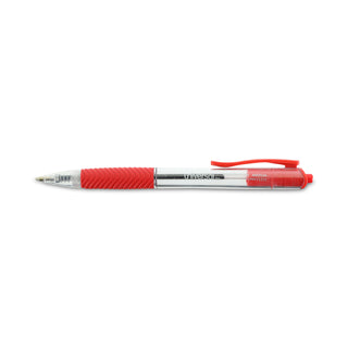Universal® Comfort Grip Ballpoint Pen, Retractable, Medium 1 mm, Red Ink, Clear Barrel, Dozen (UNV15532)