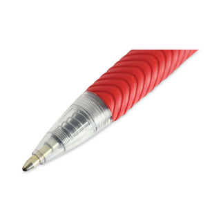 Universal® Comfort Grip Ballpoint Pen, Retractable, Medium 1 mm, Red Ink, Clear Barrel, Dozen (UNV15532)