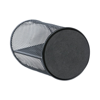 Universal® Metal Mesh 3-Compartment Pencil Cup, 4.13" Diameter x 6"h, Black (UNV20019)