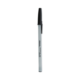 Universal® Ballpoint Pen, Stick, Fine 0.7 mm, Black Ink, Gray Barrel, Dozen (UNV27420)