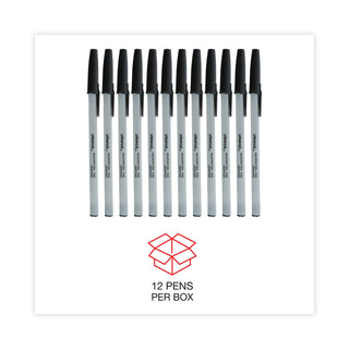Universal® Ballpoint Pen, Stick, Fine 0.7 mm, Black Ink, Gray Barrel, Dozen (UNV27420)