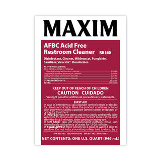 Maxim® AFBC Acid-Free Restroom Cleaner, Fresh Scent, 32 oz Bottle, 6/Carton (MLB03600086)