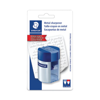 Staedtler® Handheld Manual Double-Hole Plastic Sharpener, 1.57 x 1.65 x 2.2, Blue/Silver, 6/Box (STD512001BK)