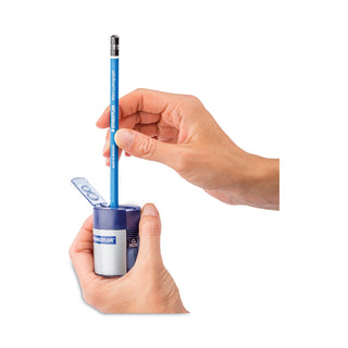 Staedtler® Handheld Manual Double-Hole Plastic Sharpener, 1.57 x 1.65 x 2.2, Blue/Silver, 6/Box (STD512001BK)