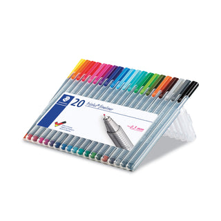 Staedtler® Triplus Fineliner Porous Point Pen, Stick, Extra-Fine 0.3 mm, Assorted Ink and Barrel Colors, 20/Pack (STD334SB20A6)