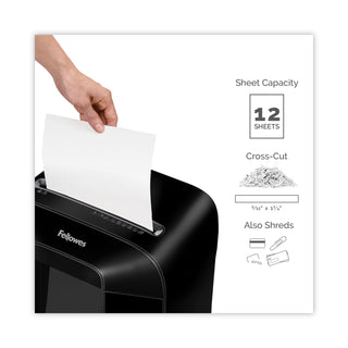 Fellowes® Powershred LX85 Cross-Cut Shredder, 12 Manual Sheet Capacity (FEL4400401)
