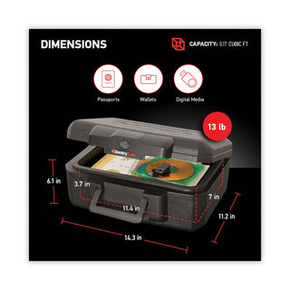 Sentry® Safe 1200 Safe, 0.18 cu ft, 4.3w x 11.2d x 6.1h, Black (SEN1200)