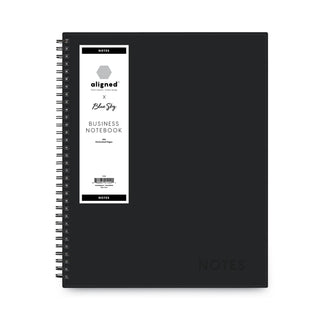 Blue Sky® Aligned Business Notebook, 1-Subject, Meeting-Minutes/Notes Format with Narrow Rule, Black Cover, (78) 11 x 8.5 Sheets (BLS121454)