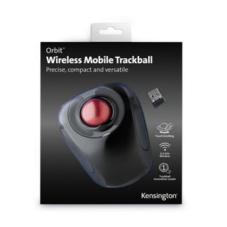 Kensington® Orbit Wireless Mobile Trackball, 2.4 GHz Frequency/30 ft Wireless Range, Left/Right Hand Use, Black/Red (KMW72352)