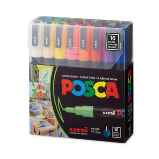 POSCA™ POSCA Permanent Specialty Marker, Fine Bullet Tip, Assorted Colors,16/Pack (UBCPC3M16C)