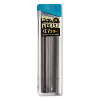 Pentel® Super Hi-Polymer Lead Refills, 0.7 mm, HB, Black, 30/Tube (PENC27HB)