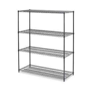 Alera® All-Purpose Wire Shelving Starter Kit, 4-Shelf, 60 x 24 x 72, Black Anthracite Plus (ALESW206024BA)