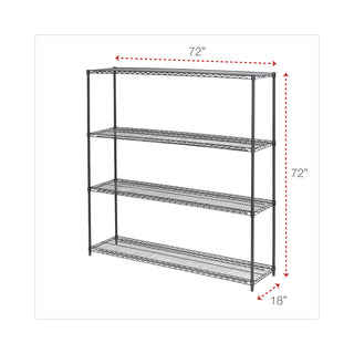 Alera® BA Plus Wire Shelving Kit, 4 Shelves, 72" x 18" x 72", Black Anthracite Plus (ALESW207218BA)
