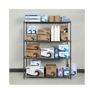 Alera® All-Purpose Wire Shelving Starter Kit, 4-Shelf, 60 x 24 x 72, Black Anthracite Plus (ALESW206024BA)