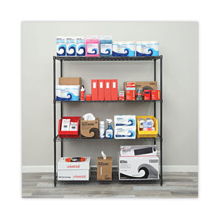 Alera® All-Purpose Wire Shelving Starter Kit, 4-Shelf, 60 x 24 x 72, Black Anthracite Plus (ALESW206024BA)