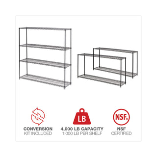 Alera® BA Plus Wire Shelving Kit, 4 Shelves, 72" x 18" x 72", Black Anthracite Plus (ALESW207218BA)