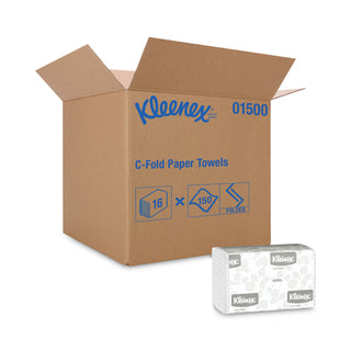 Kleenex® C-Fold Paper Towels (01500), Absorbent, White, 16 Packs / Case, 150 C-Fold Towels / Pack, 2,400 Towels / Case (KIM01500)