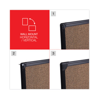 Universal® Tech Cork Board, 36 x 24, Cork Surface, Black Plastic Frame (UNV43022)