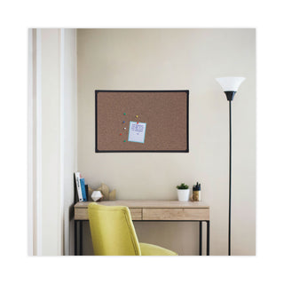 Universal® Tech Cork Board, 36 x 24, Cork Surface, Black Plastic Frame (UNV43022)