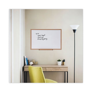 Universal® Deluxe Melamine Dry Erase Board, 36 x 24, Melamine White Surface, Oak Fiberboard Frame (UNV43619)