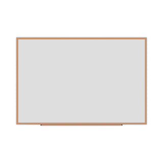 Universal® Deluxe Melamine Dry Erase Board, 72 x 48, Melamine White Surface, Oak Fiberboard Frame (UNV43621)