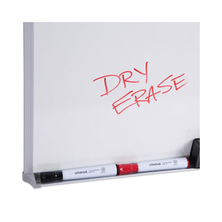 Universal® Melamine Dry Erase Board with Aluminum Frame, 24 x 18, White Surface, Anodized Aluminum Frame (UNV43622)