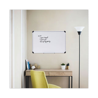 Universal® Deluxe Porcelain Magnetic Dry Erase Board, 36 x 24, White Surface, Silver/Black Aluminum Frame (UNV43841)