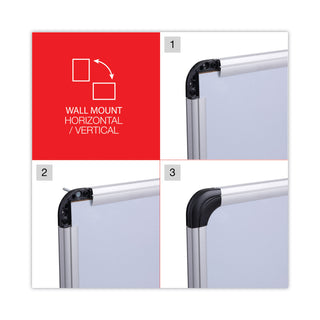 Universal® Deluxe Porcelain Magnetic Dry Erase Board, 48 x 36, White Surface, Silver/Black Aluminum Frame (UNV43842)