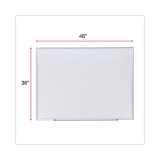 Universal® Deluxe Melamine Dry Erase Board, 48 x 36, Melamine White Surface, Silver Aluminum Frame (UNV44636)