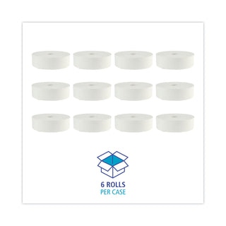 Boardwalk® JRT Bath Tissue, Jumbo, Septic Safe, 2-Ply, White, 3.5" x 2,000 ft, 12" dia, 6 Rolls/Carton (BWK6102B)