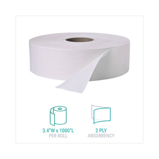 Windsoft® Jumbo Roll Bath Tissue, Septic Safe, 2 Ply, White, 3.4" x 1000 ft, 12 Rolls/Carton (WIN202)