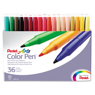 Pentel® 36-Color Pen Set, Fine Bullet Tip, Assorted Colors, 36/Set (PENS36036)