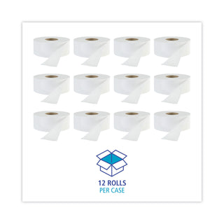 Boardwalk® JRT Jr. Bath Tissue, Jumbo, Septic Safe, 1-Ply, White, 3.3" x 2,000 ft, 12/Carton (6101BW)