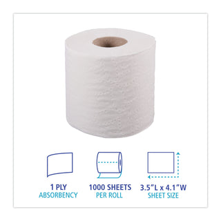 Boardwalk® 1-Ply Toilet Tissue, Septic Safe, White, 1,000 Sheets, 96 Rolls/Carton (BWK6170)