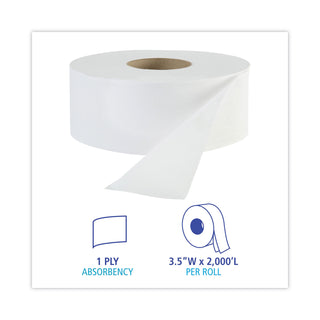 Boardwalk® JRT Jr. Bath Tissue, Jumbo, Septic Safe, 1-Ply, White, 3.3" x 2,000 ft, 12/Carton (6101BW)
