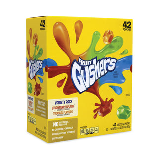 Betty Crocker™ Fruit Gushers Fruit Snacks, Strawberry and Tropical Fruit Flavors, 0.8 oz, 42 Pouches/Box (GRR22001036)