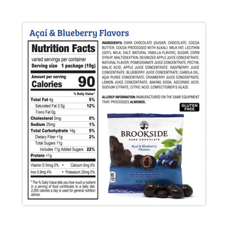 BROOKSIDE Dark Chocolate Fruit, Acai Blueberry and Pomegranate, 30 Pouches/Bag (GRR22001031)