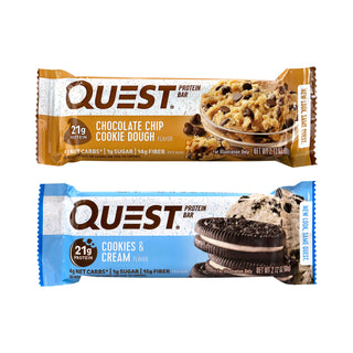 Quest® Protein Bar Value Pack, Chocolate Chip Cookie Dough, Cookies and Cream, 2.12 oz Bar, 14 Count (GRR22000966)