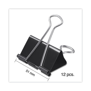 Universal® Binder Clips with Storage Tub, Large, Black/Silver, 12/Pack (UNV11112)
