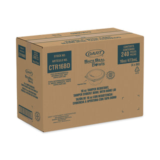 Dart® Tamper-Resistant, Tamper-Evident Bowls with Dome Lid, 16 oz, Clear, 240/Carton (DCCCTR16BD)