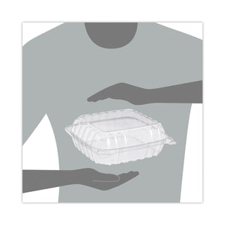 Dart® ClearSeal Hinged-Lid Plastic Containers, 8 3/10 x 8 3/10 x 3, Clear, 250/Carton (DCCC90PST1)