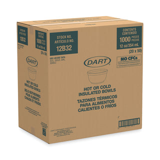 Dart® Insulated Foam Bowls, 12oz, White, 50/Pack, 20 Packs/Carton (DCC12B32)